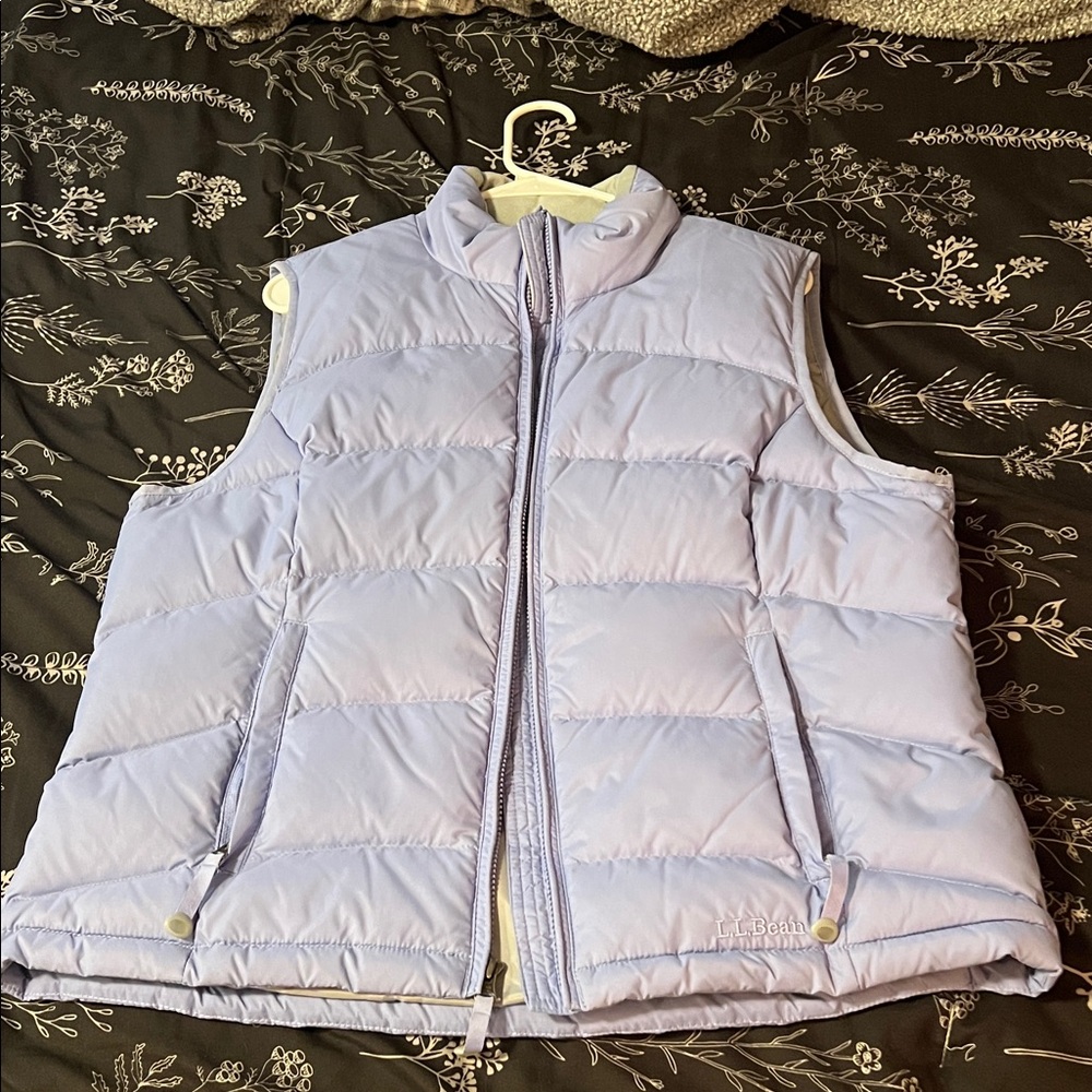 L.L. Bean Gray and Light Purple Puffer Vest